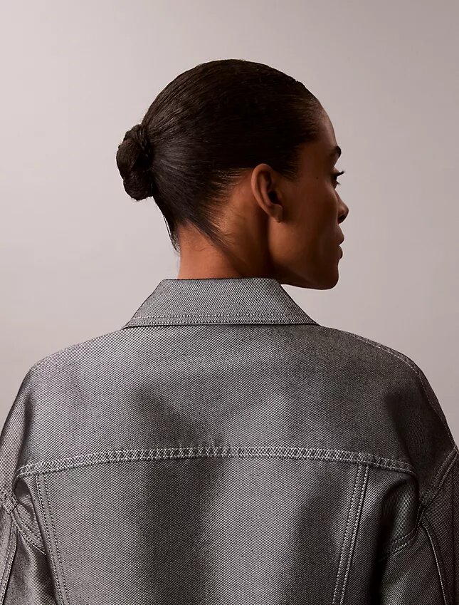 Kiiltävä denim-bomber-takki Kiiltävä denim-bomber-takki