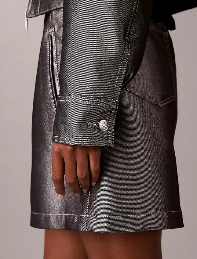 Kiiltävä denim-bomber-takki Kiiltävä denim-bomber-takki