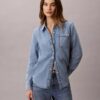 Klassinen denim-paita napit edessä Klassinen denim-paita napit edessä