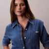 Klassinen denim-paita napit edessä