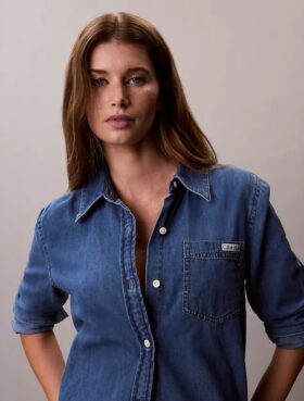 Klassinen denim-paita napit edessä