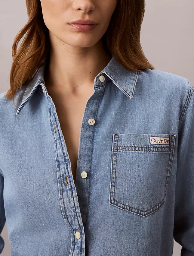 Klassinen denim-paita napit edessä Klassinen denim-paita napit edessä