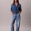Klassinen denim-paita napit edessä