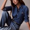 Klassinen denim-paita napit edessä