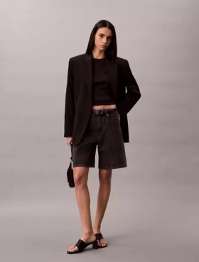 Käännetty helma A-linjaiset Denim-shortsit