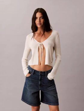 Käännetty helma A-linjaiset Denim-shortsit