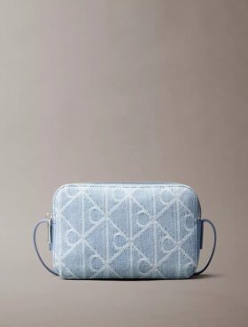 Koko pinnan kattava logomerkki Denim-kameralaukku