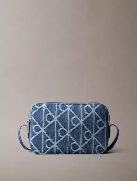 Koko pinnan kattava logomerkki Denim-kameralaukku