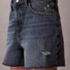 Korkeavyötäröiset midi-Denim-shortsit Korkeavyötäröiset midi-Denim-shortsit