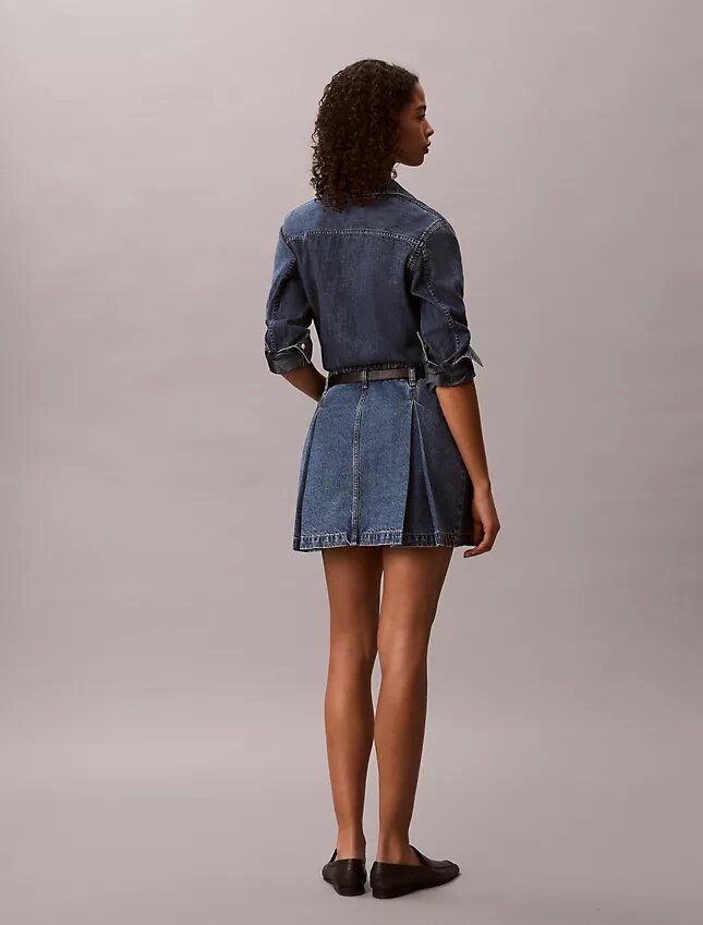 Laskostettu denim-minihame Laskostettu denim-minihame
