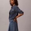 Laskostettu denim-minihame Laskostettu denim-minihame