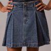 Laskostettu denim-minihame Laskostettu denim-minihame