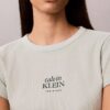 Logo-grafiikalla koristeltu ribbineuleinen slim-t-paita Logo-grafiikalla koristeltu ribbineuleinen slim-t-paita