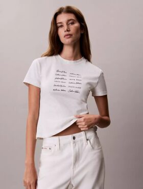 Logofonttikuviollinen slim-mallinen T-paita