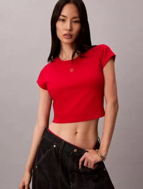 Lunar New Year Emblem Logo Crop T-paita