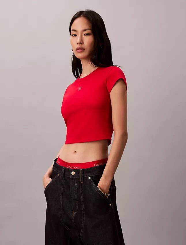 Lunar New Year Emblem Logo Crop T-paita Lunar New Year Emblem Logo Crop T-paita