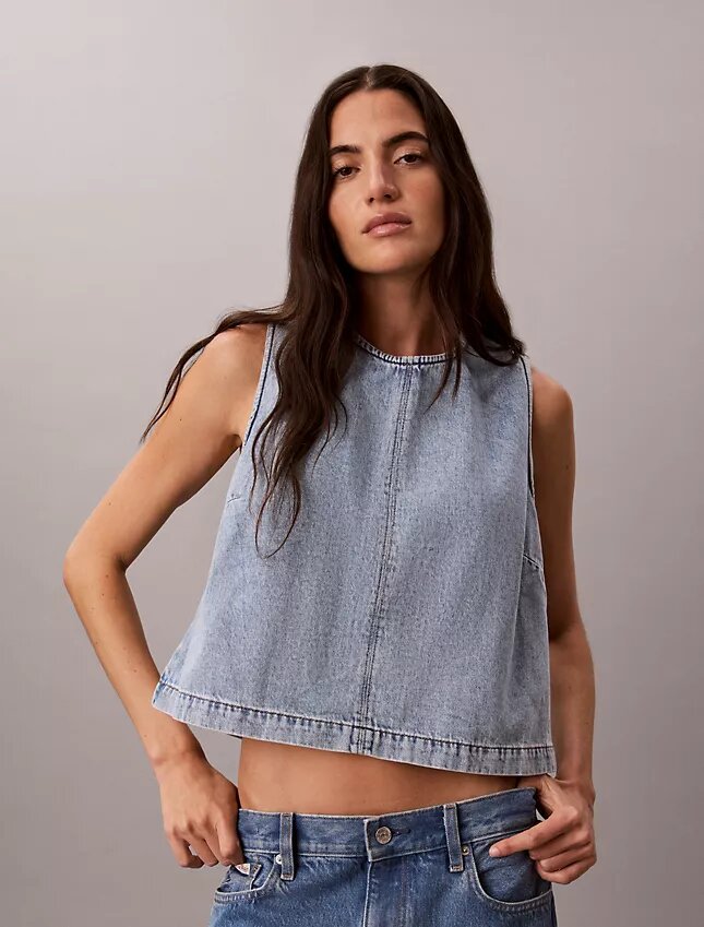 Lyhyt denim-toppi Lyhyt denim-toppi