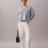 Lyhyt, kauluseton denim-Trucker Jacket Lyhyt, kauluseton denim-Trucker Jacket