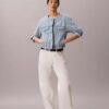 Lyhyt, kauluseton denim-Trucker Jacket Lyhyt, kauluseton denim-Trucker Jacket