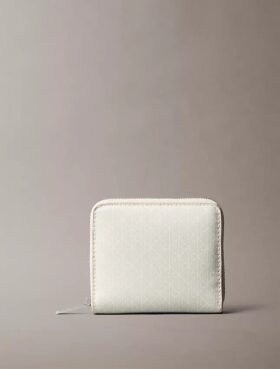 Monogram-kuvioinen neliönmuotoinen vetoketjullinen lompakko