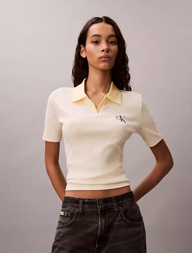 Monologo Stripe Rib Polo T-paita Monologo Stripe Rib Polo T-paita