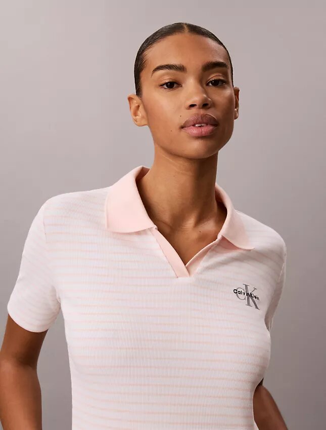 Monologo Stripe Rib Polo T-paita Monologo Stripe Rib Polo T-paita