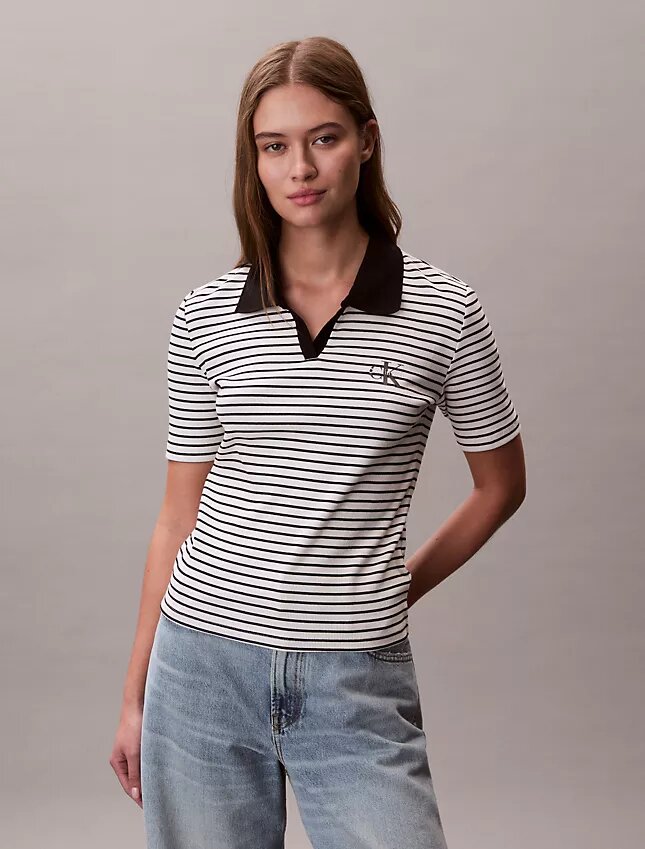 Monologo Stripe Rib Polo T-paita Monologo Stripe Rib Polo T-paita