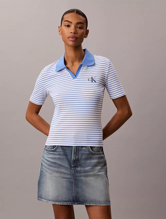Monologo Stripe Rib Polo T-paita Monologo Stripe Rib Polo T-paita