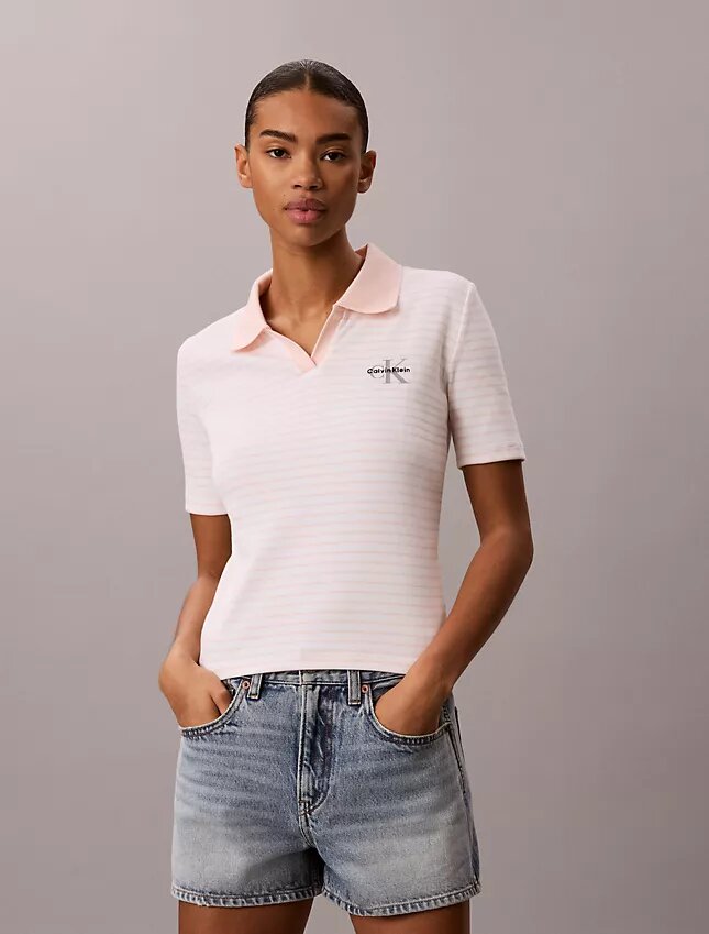 Monologo Stripe Rib Polo T-paita Monologo Stripe Rib Polo T-paita