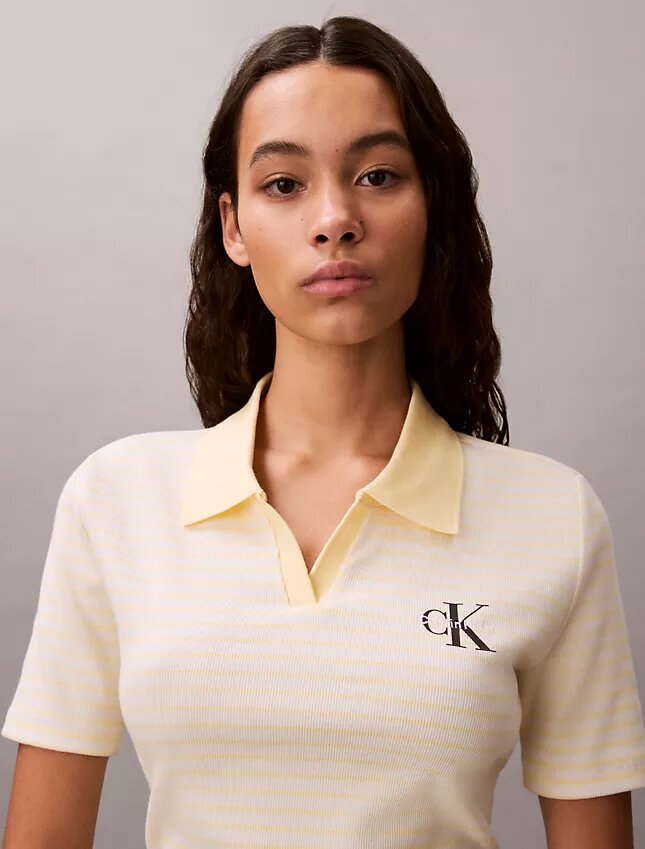 Monologo Stripe Rib Polo T-paita Monologo Stripe Rib Polo T-paita