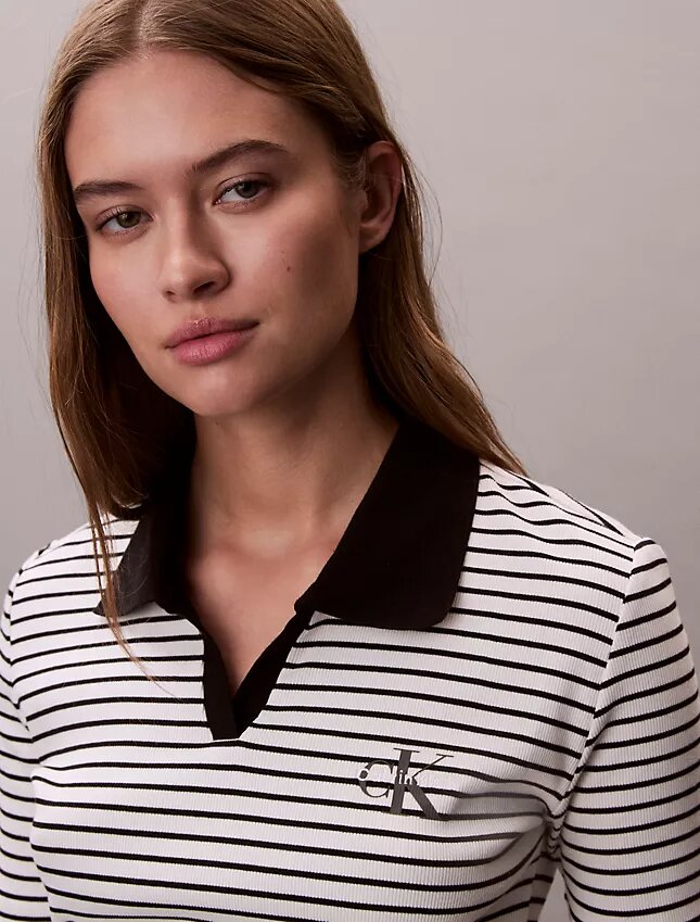 Monologo Stripe Rib Polo T-paita Monologo Stripe Rib Polo T-paita