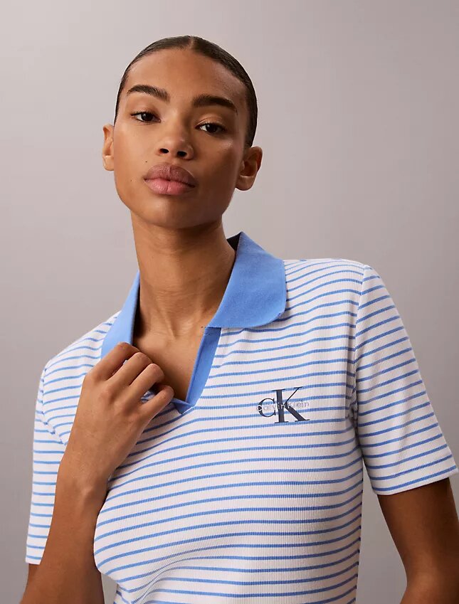 Monologo Stripe Rib Polo T-paita Monologo Stripe Rib Polo T-paita