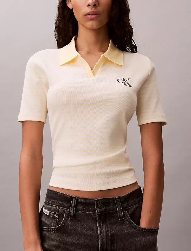 Monologo Stripe Rib Polo T-paita Monologo Stripe Rib Polo T-paita