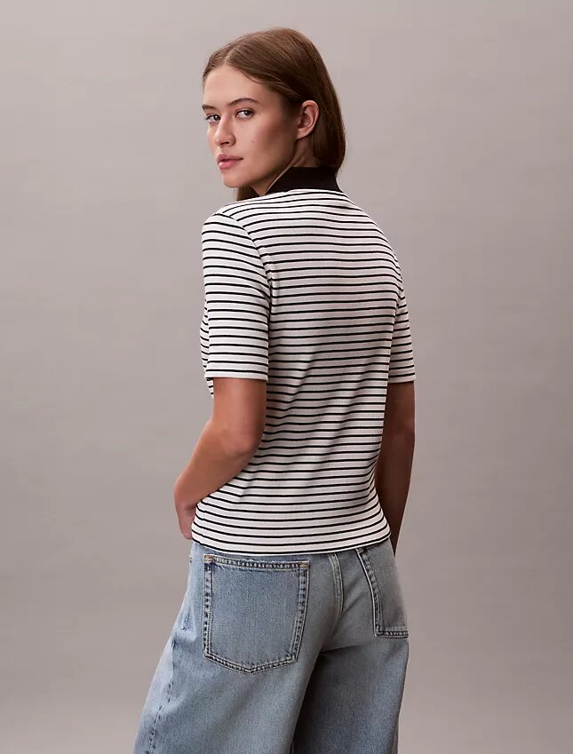 Monologo Stripe Rib Polo T-paita Monologo Stripe Rib Polo T-paita