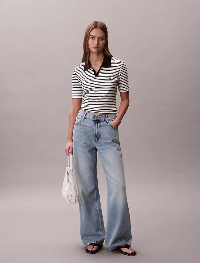 Monologo Stripe Rib Polo T-paita Monologo Stripe Rib Polo T-paita
