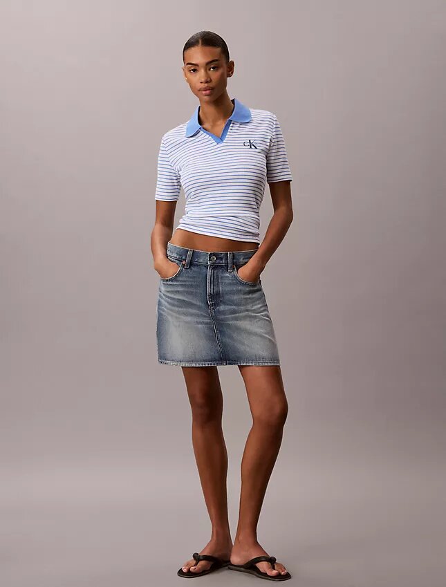 Monologo Stripe Rib Polo T-paita Monologo Stripe Rib Polo T-paita