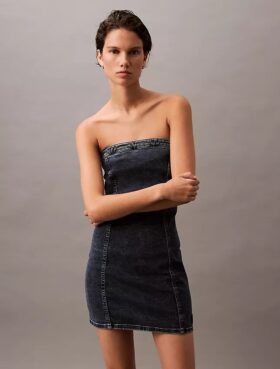 Olkaimeton Denim-minimekko