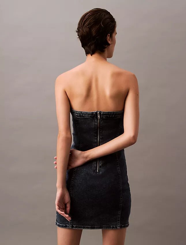 Olkaimeton Denim-minimekko Olkaimeton Denim-minimekko