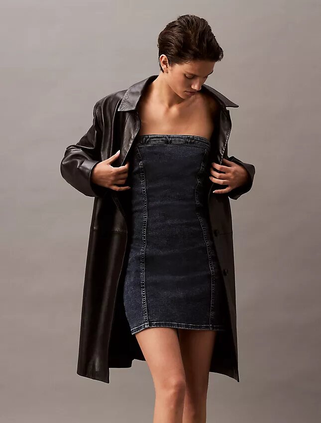 Olkaimeton Denim-minimekko Olkaimeton Denim-minimekko