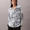 Painettu rento Utility Shirt napit edessä Painettu rento Utility Shirt napit edessä