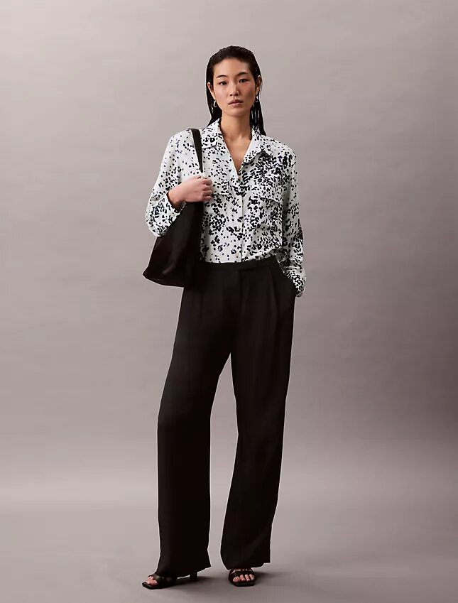 Painettu rento Utility Shirt napit edessä Painettu rento Utility Shirt napit edessä
