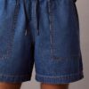 Pellavaseosdenimiset vetoketjulliset shortsit Pellavaseosdenimiset vetoketjulliset shortsit