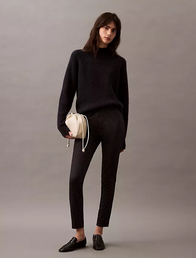 Ponte-kankaasta valmistetut, herringbone-kuvioiset skinny-housut Ponte-kankaasta valmistetut, herringbone-kuvioiset skinny-housut