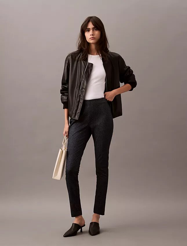 Ponte-kankaasta valmistetut, herringbone-kuvioiset skinny-housut Ponte-kankaasta valmistetut, herringbone-kuvioiset skinny-housut