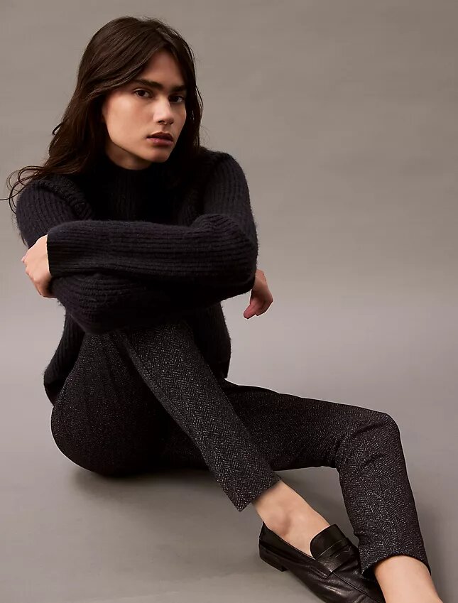 Ponte-kankaasta valmistetut, herringbone-kuvioiset skinny-housut Ponte-kankaasta valmistetut, herringbone-kuvioiset skinny-housut