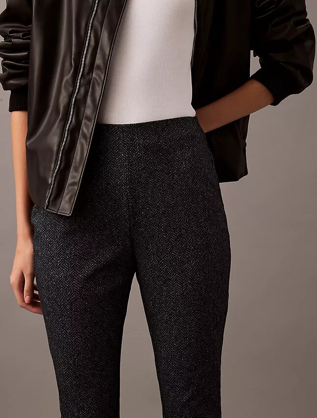 Ponte-kankaasta valmistetut, herringbone-kuvioiset skinny-housut Ponte-kankaasta valmistetut, herringbone-kuvioiset skinny-housut