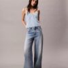Puuvilla-pellavaseoksesta valmistettu Denim-tankkitoppi
