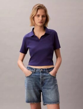 Puuvillainen Contour Rib -polo-paita