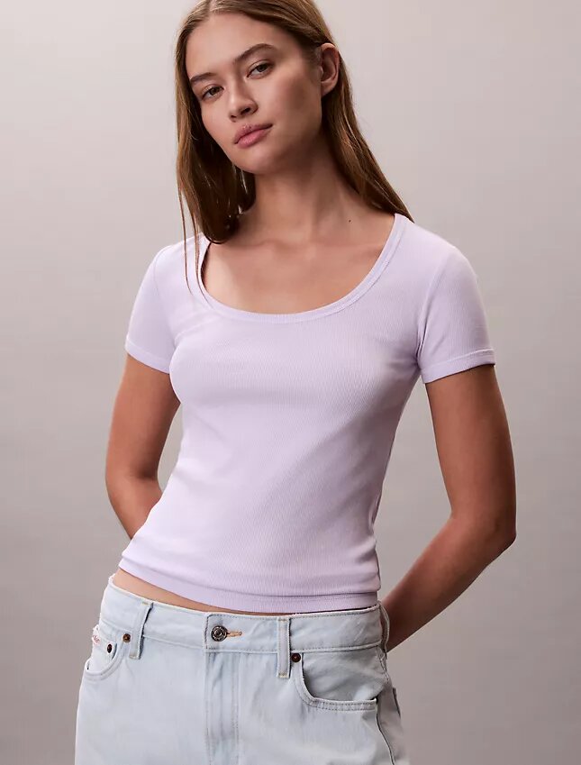 Puuvillainen Contour Rib -T-paita Puuvillainen Contour Rib -T-paita