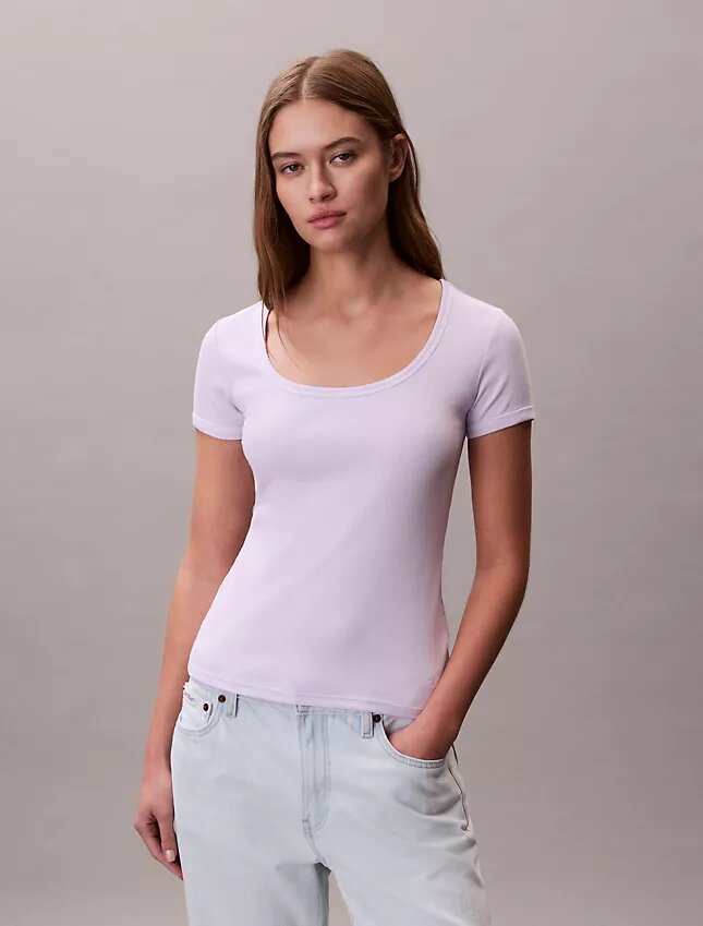 Puuvillainen Contour Rib -T-paita Puuvillainen Contour Rib -T-paita